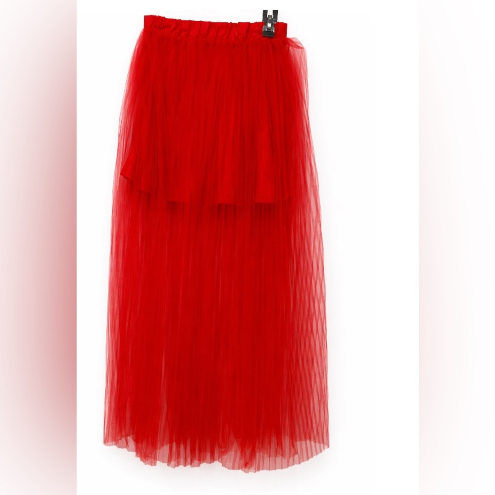 H&M Red Maxi Tulle Skirt size US 4/EU 34 pleated lightweight lined - Picture 6 of 6